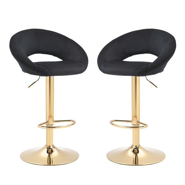 Set of 2 Elegant Velvet Adjustable Modern Dining Chairs， Swivel Bar Stools