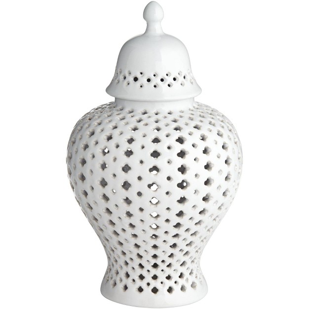 High Glossy White Stoneware Urn Jar With Lid