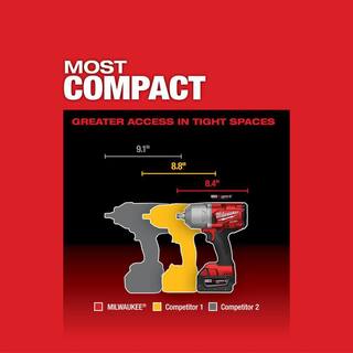 MW M18 FUEL 18V Lithium-Ion Brushless Cordless 12 in. High-Torque Impact Wrench with Grease Gun Kit Resistant Batteries 2767-22GR