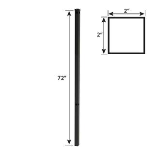 FORGERIGHT Newtown 2 in. x 2 in. x 6 ft. Black Aluminum Fence Corner Post with Flat Cap 862439