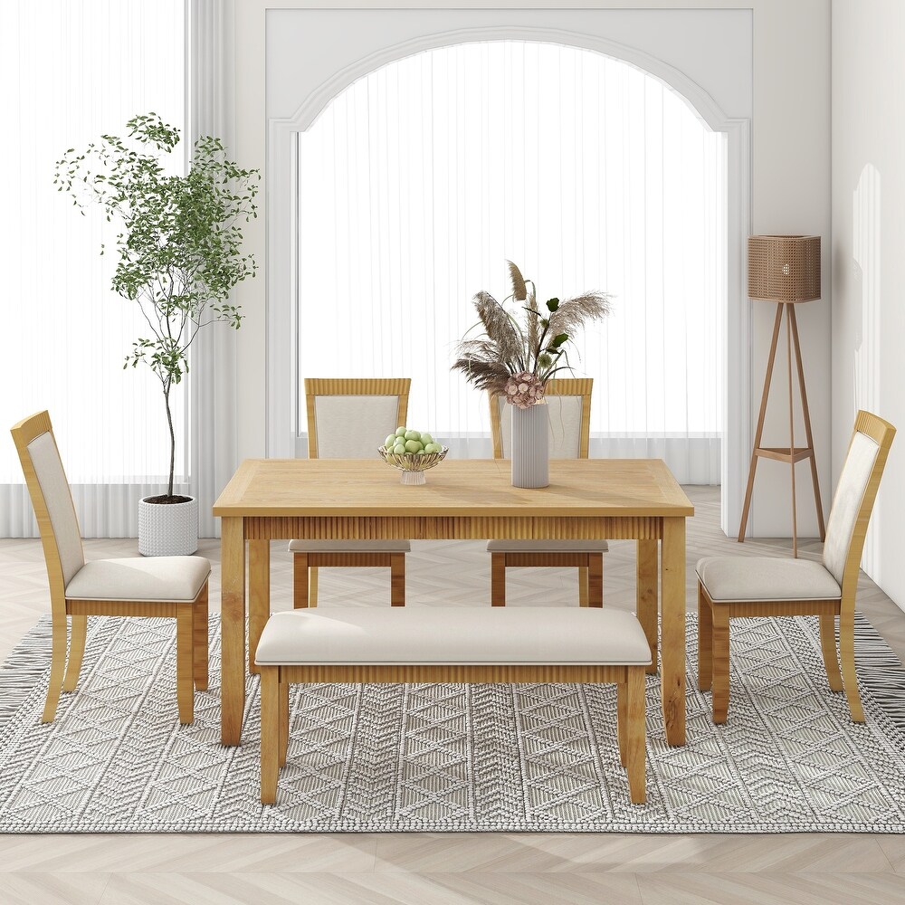 Solid Wood 6 piece Dining Table Set