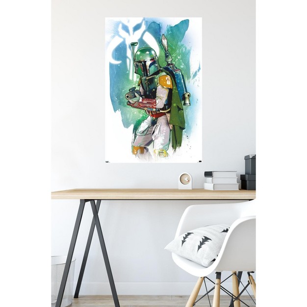 Trends International Star Wars Saga Boba Fett Water Color Unframed Wall Poster Prints