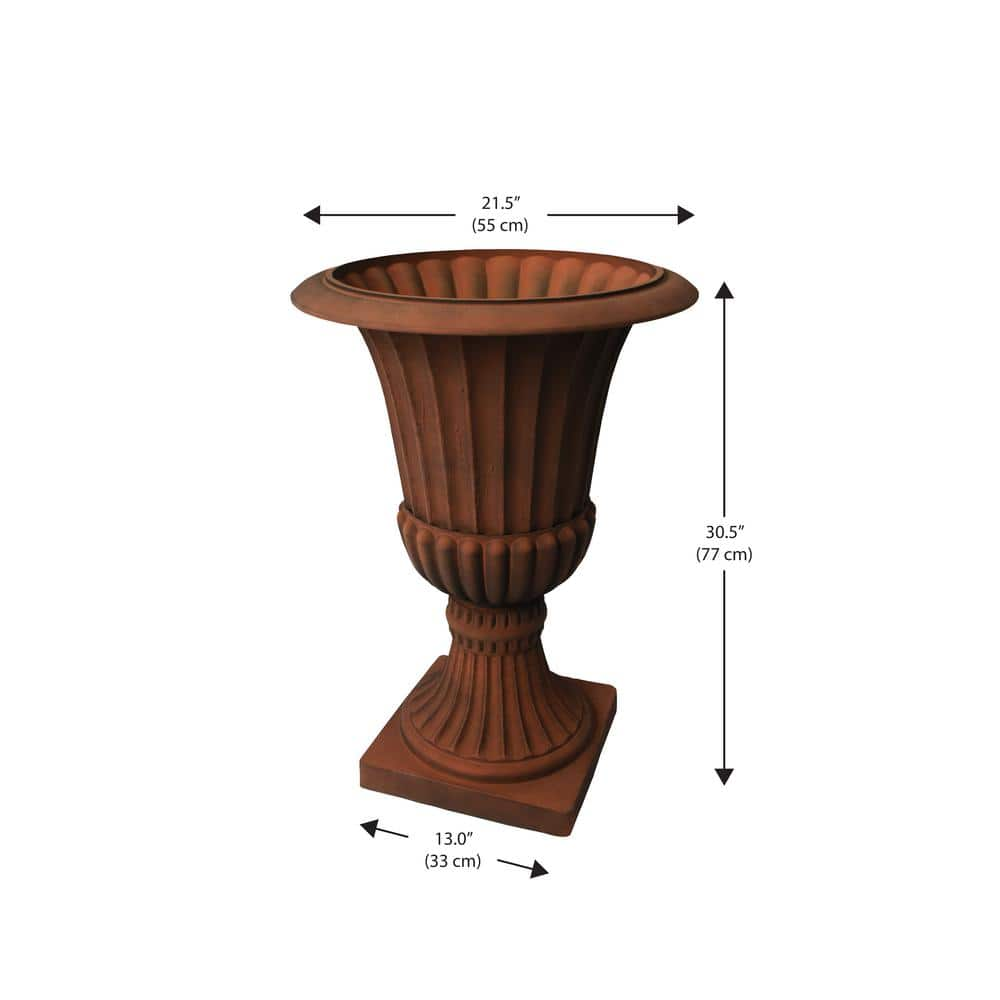 Algreen Acerra 21.25 n. Dia x 30 in. H Resin Rust Urn Planter 42755