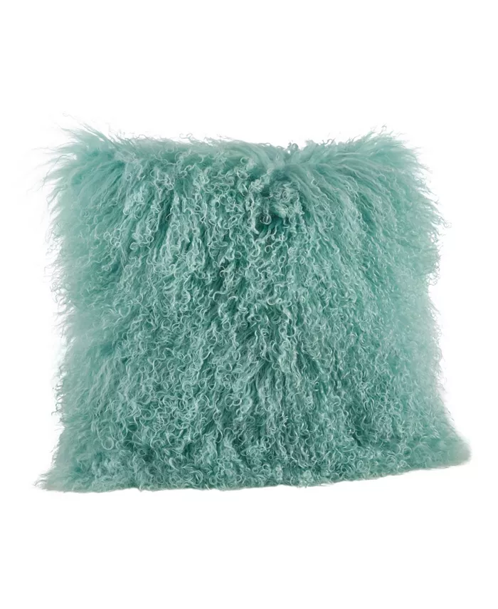 Saro Lifestyle Mongolian Wool Lamb Fur Decorative Pillow， 20