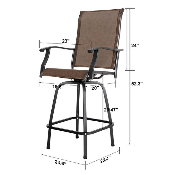 Outdoor 3Piece Patio Swivel Bar Stool Set