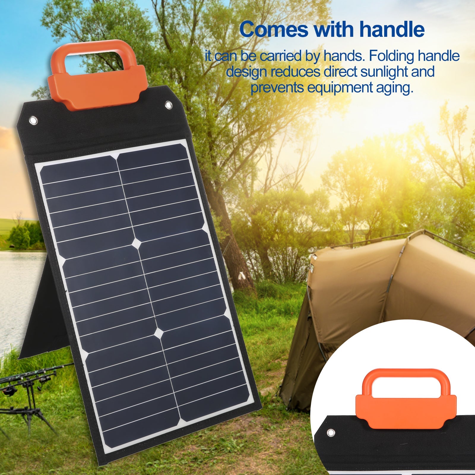 Docooler 50W Flexible Solar Panel Kit Portable Solar Charging Panel with Handle Solar Cell Solar  IP65 Waterproof for Home Car Boat Indoor Outdoor Use