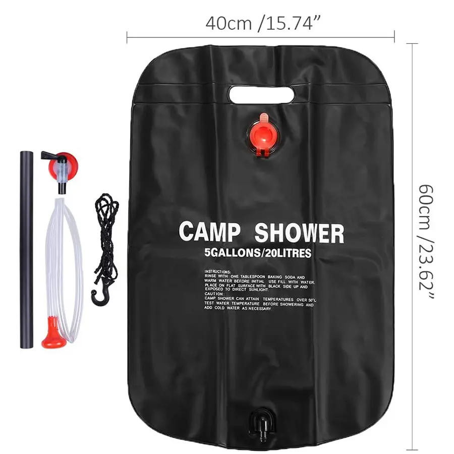 20L Camp Shower Bag Portable Folding Outdoor Travel Hiking PVC Water Bath Bags