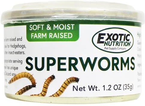 Exotic Nutrition Superworms Hedgehog Treats， 1.2-oz can