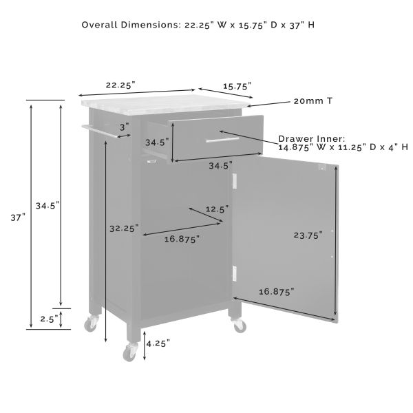 Savannah Wood Top Full-Size Kitchen Island/Cart