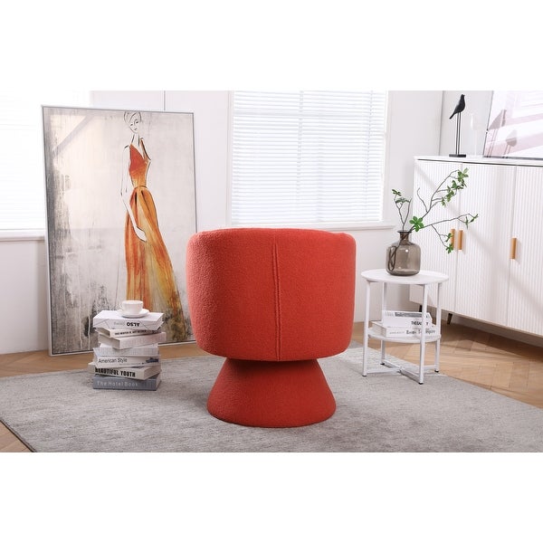 Modern Accent Chair Swivel Armchair， Round Fabric Barrel Chairs Single Sofa Lounge Chair with Small Pillow for Living Room