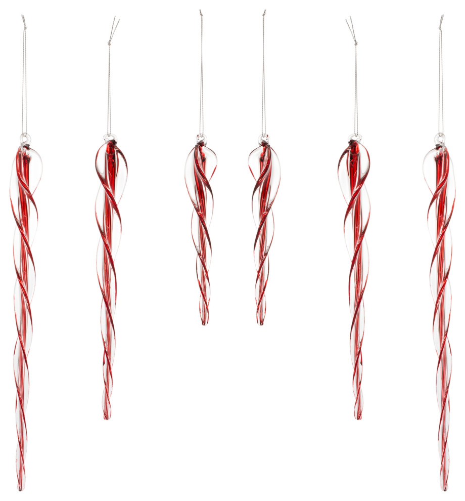 Icicle  6 Piece Set  6 quotH  9 quotH  11.5 quotH Glass   Transitional   Christmas Ornaments   by Timeout PRO  Houzz