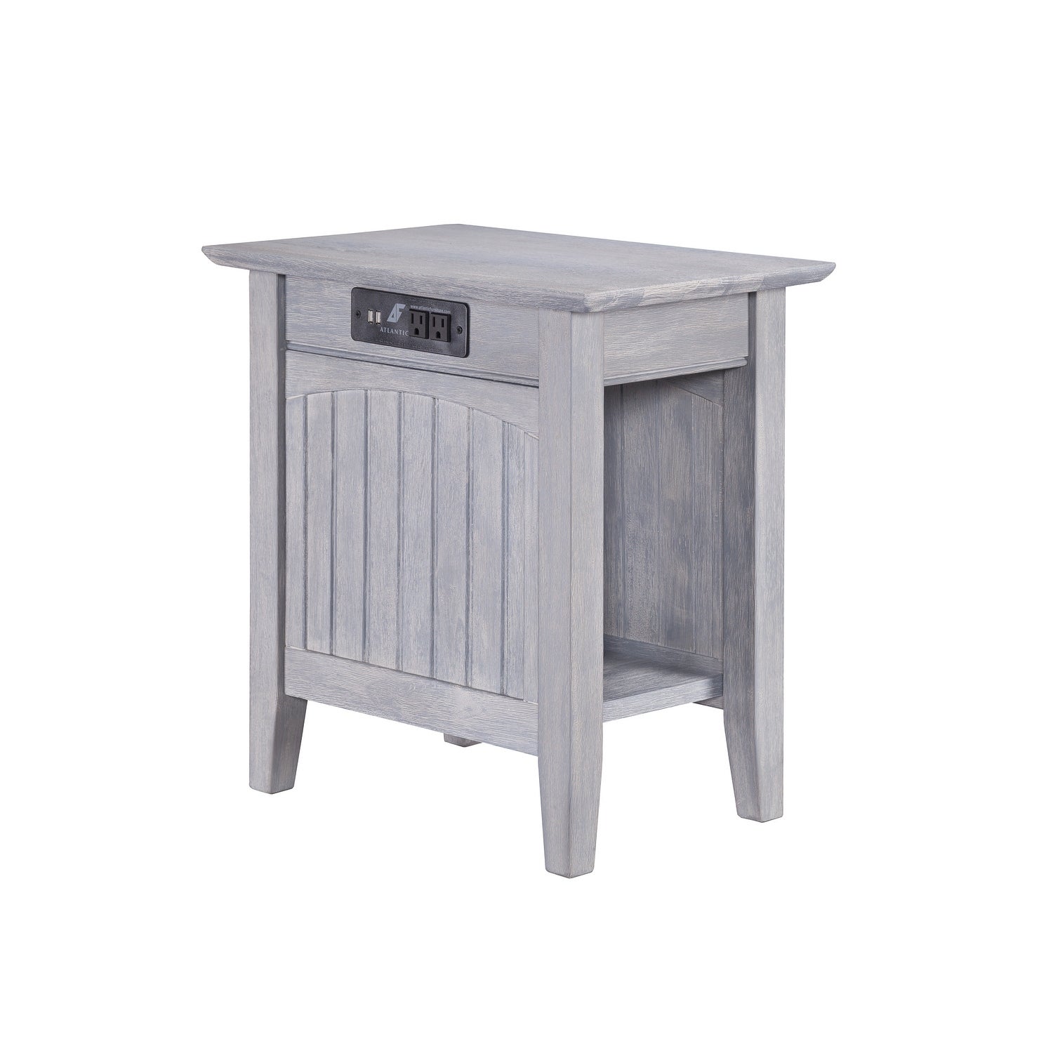 Nantucket Chair Side Table with Charging Station in Driftwood