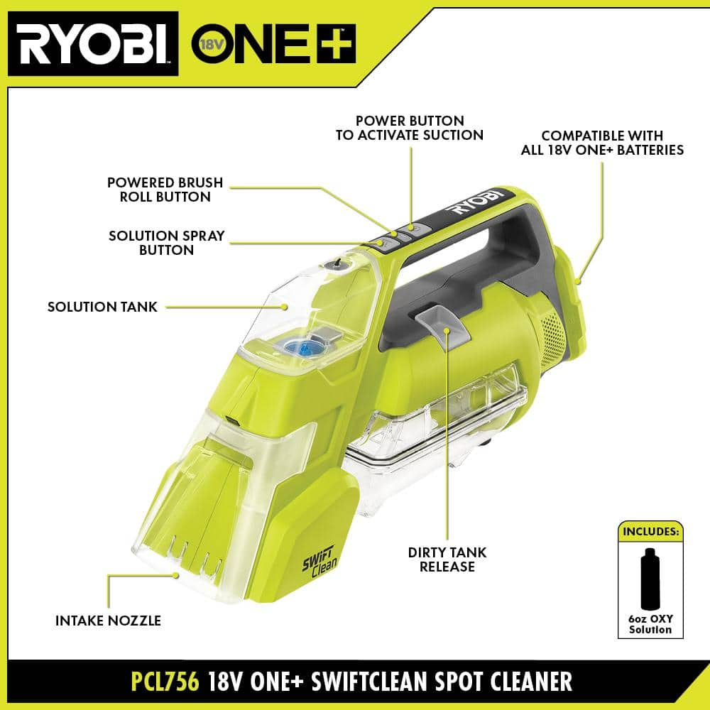 RYOBI ONE+ 18V Cordless SWIFTClean Spot Cleaner (Tool Only) PCL756B