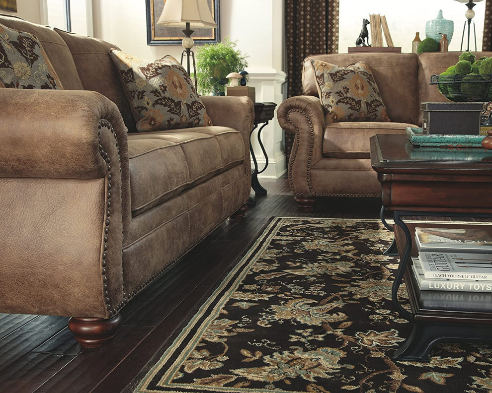 Elegant Traditional Sofa  Faux Leather Seat  ampRolled Arms With Nailhead  Earth   Traditional   Sofas   by Decor Love  Houzz