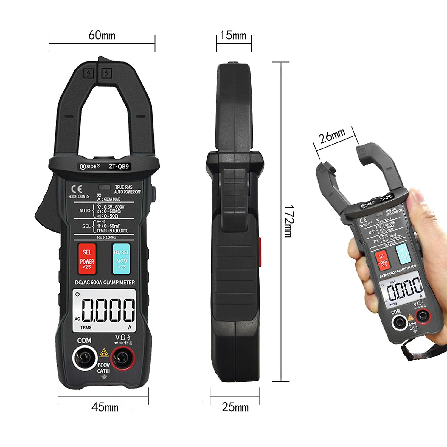 Bside 6000 Counts Digital Clamp Meter True Rms Multimeter Clamp Ammeter Ac Dc Voltage Current Meter Ncv Test Universal Meter Tester Current Clamp Test