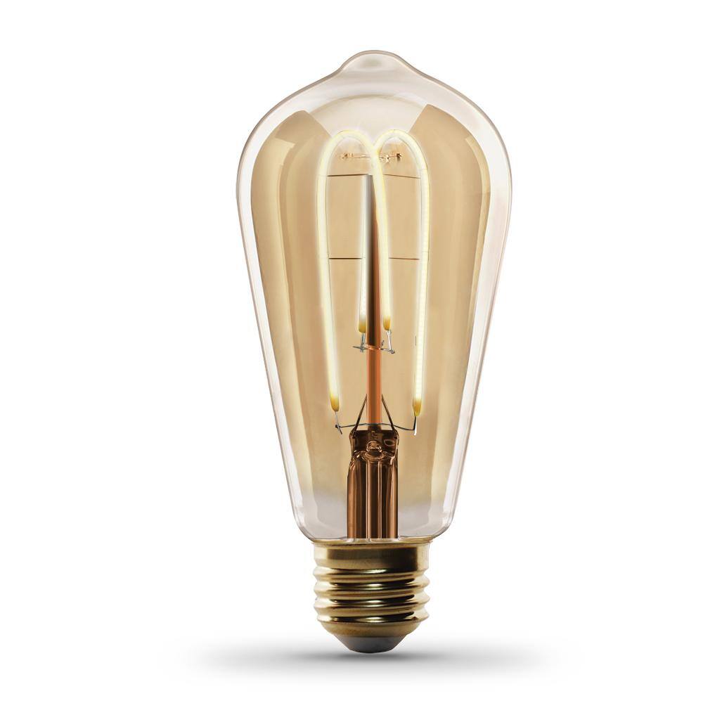 Feit Electric 40-Watt Equivalent ST19 Dimmable M Shape Filament Amber Glass Vintage Edison LED Light Bulb Warm White ST1940MLEDHDRP