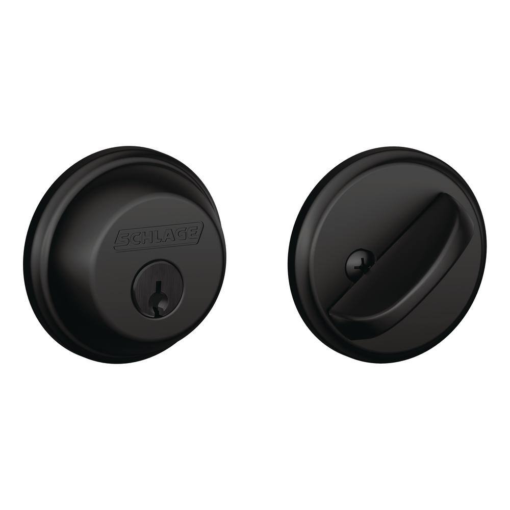 Schlage B60 Series Matte Black Single Cylinder Deadbolt Certified Highest for Security and Durability B60 G 622