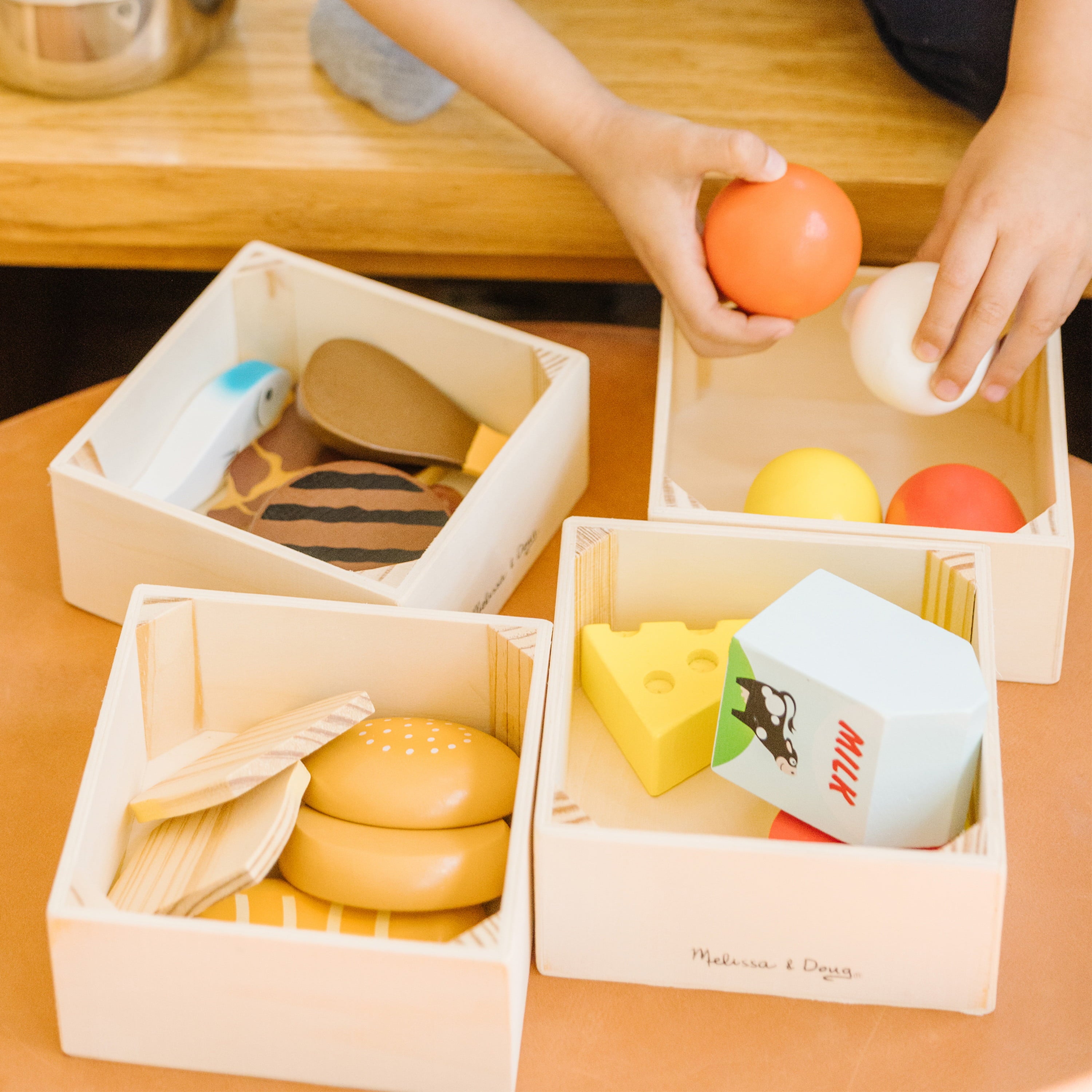 Melissa and Doug Food Groups - 21 Wooden Pieces and 4 Crates