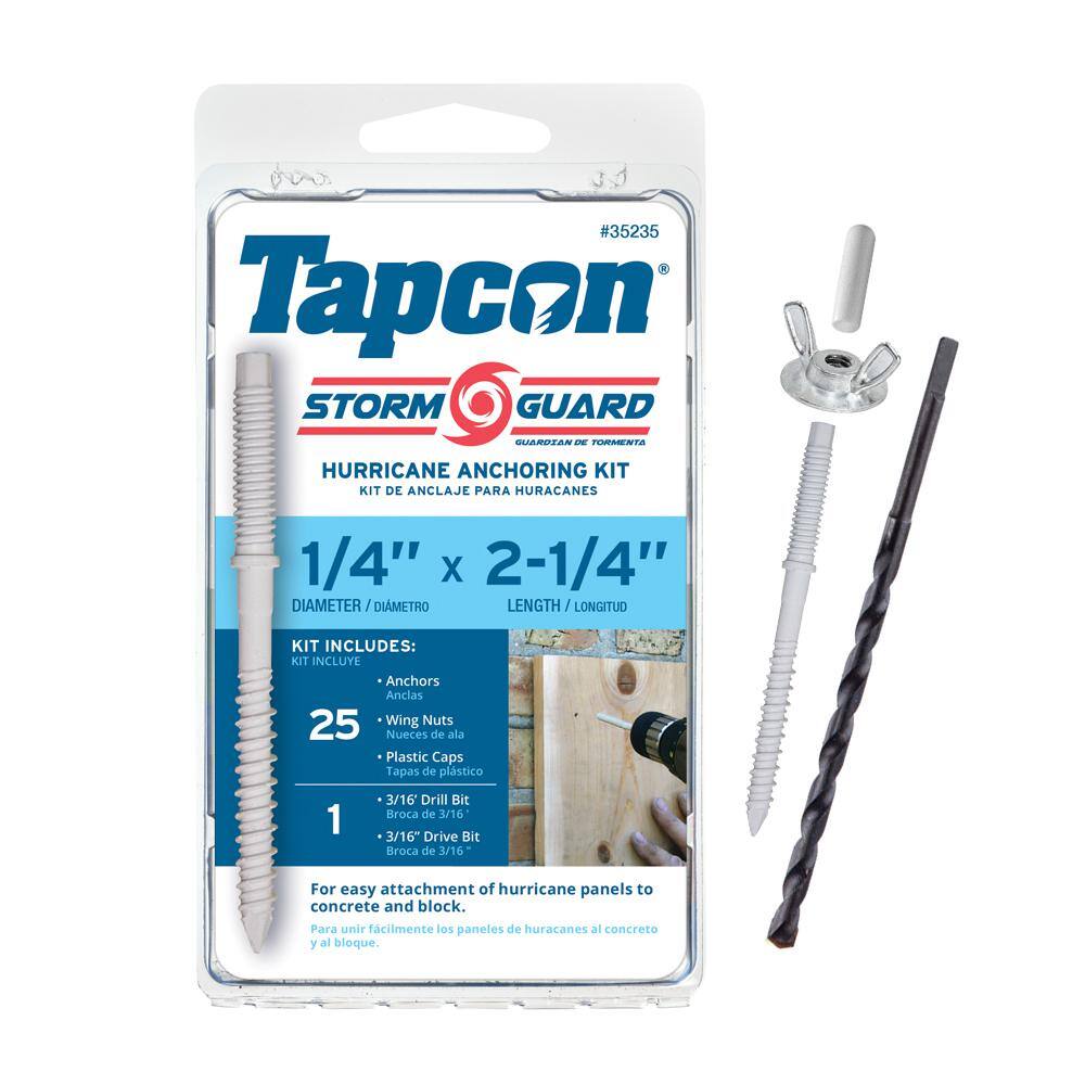 Tapcon 14 in. x 2-14 in. Hex Nut Concrete Anchor Storm Guard Hurricane Anchoring Kit (25-Pack) 35235