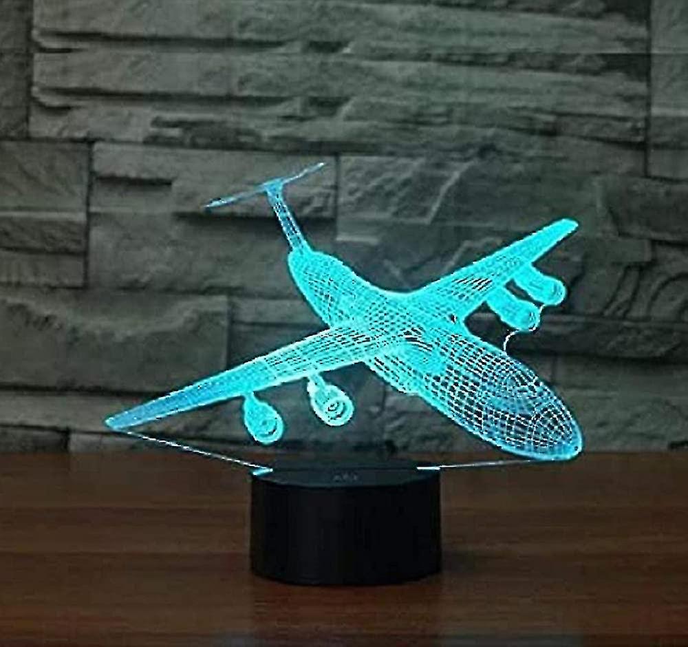 3d Abstract Plane Airplane Airbus Night Light Touch Switch 7 Color Change Led Table Desk Lamp Acrylic Flat Abs Base Usb Charger Home Decoration Toy Bi