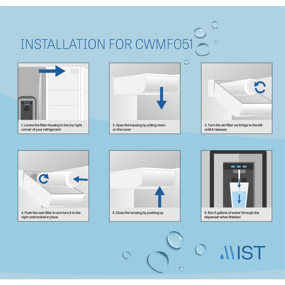 Mist 644845 Ultra Clarity Compatible with 9000077104 9000194412 Miele KWF1000 Refrigerator Water Filter (3-Pack) 644845  CWMF351