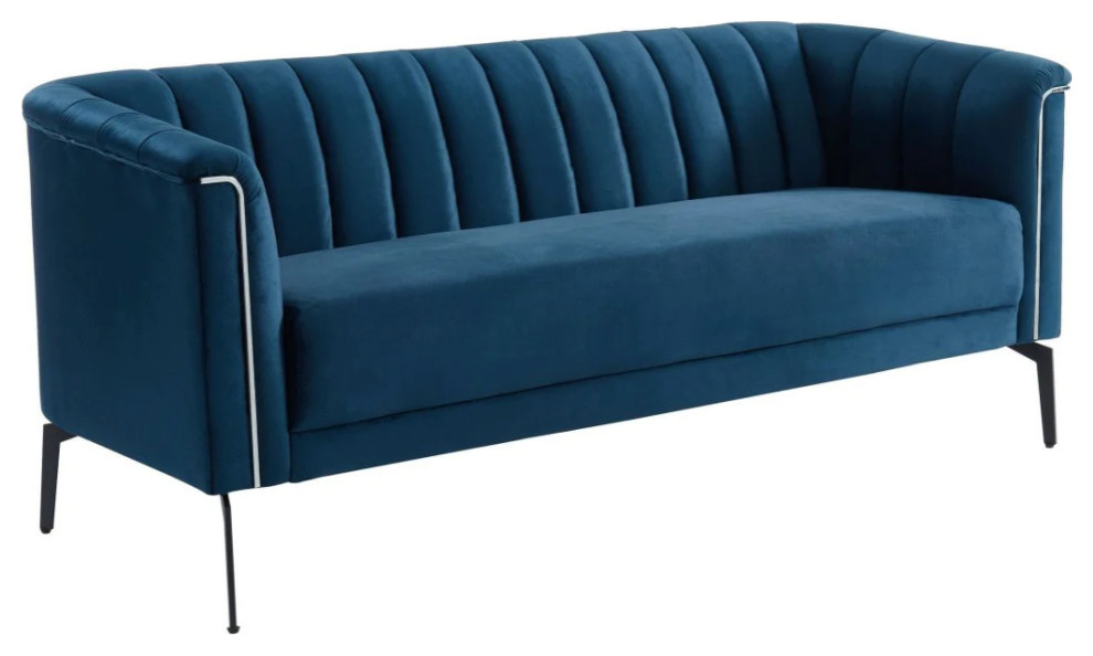 Vanna Modern Blue Fabric Sofa   Midcentury   Sofas   by V.S.D Furniture  Houzz