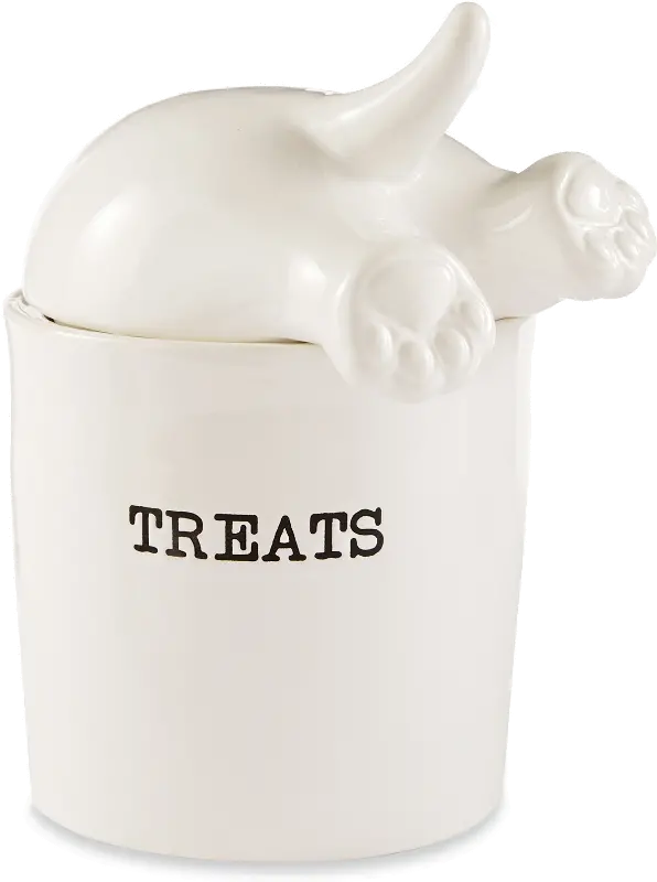 White Ceramic Dog Tail Treat Canister