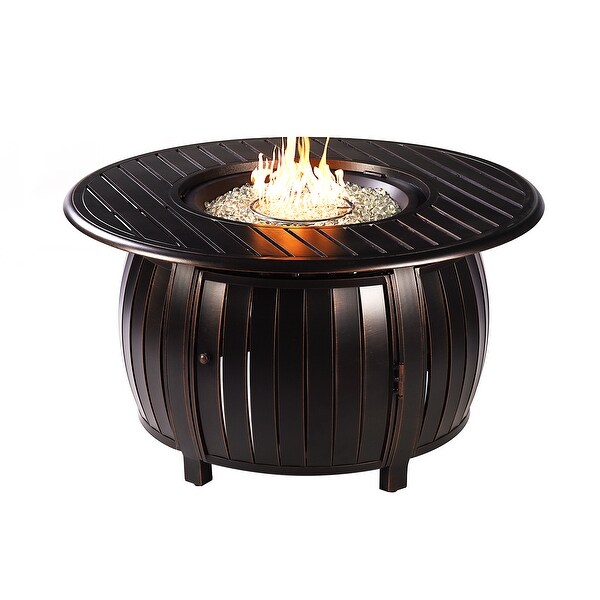 Black Aluminum Fire Table Set with Four Club Chairs