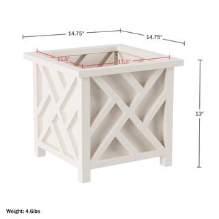 White Plastic Square Planter Box with Lattice Pattern HW155097