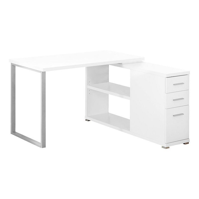 47.25 Milky White Contemporary L Shaped Computer Desk