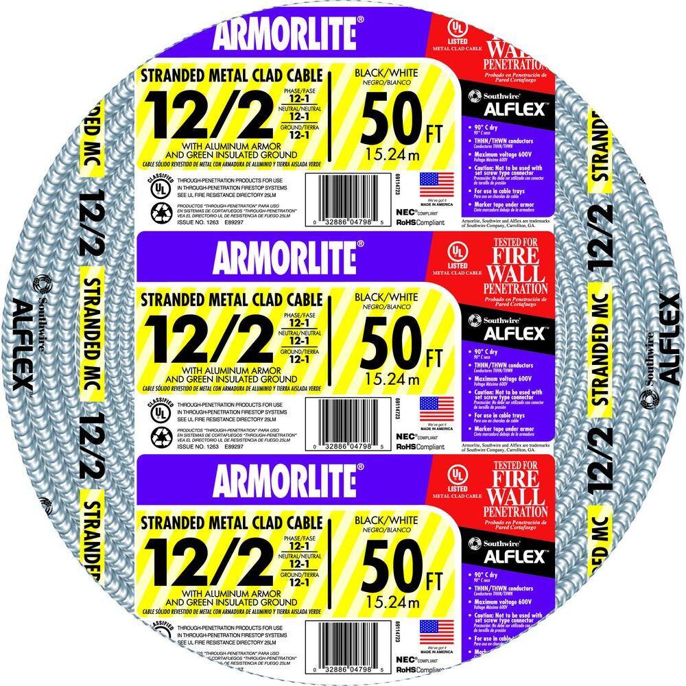 Southwire 122 x 50 ft. Stranded CU MC (Metal Clad) Armorlite Cable 69114752