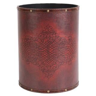 Vintiquewise 10 in. x 10 in. x 13 in. High Faux Leather Antique Design Waste Bin QI003103