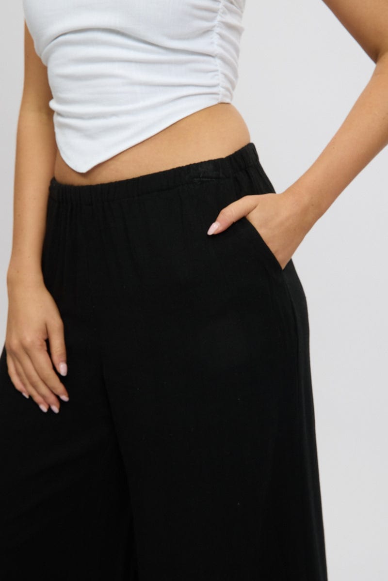 Black Wide Leg Pants High Rise