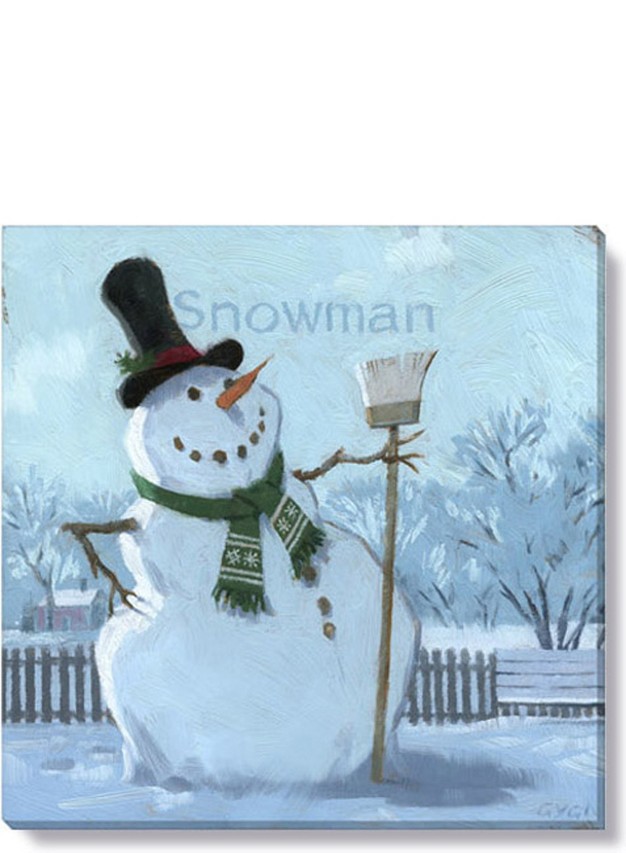 Sullivans Darren Gygi Snowman With Broom Canvas Museum Quality Giclee Print Gallery Wrapped Handcrafted In Usa