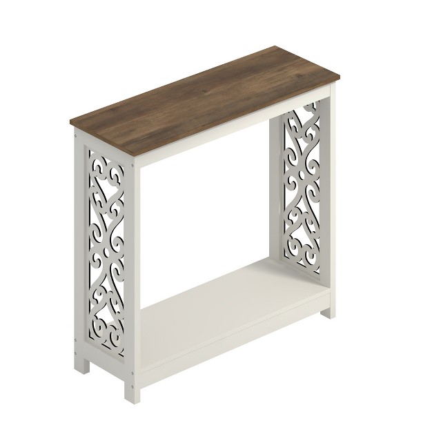 Galano Nagata 38 1 In Ivory With Knotty Oak Rectangular Engineer Wood Console Table