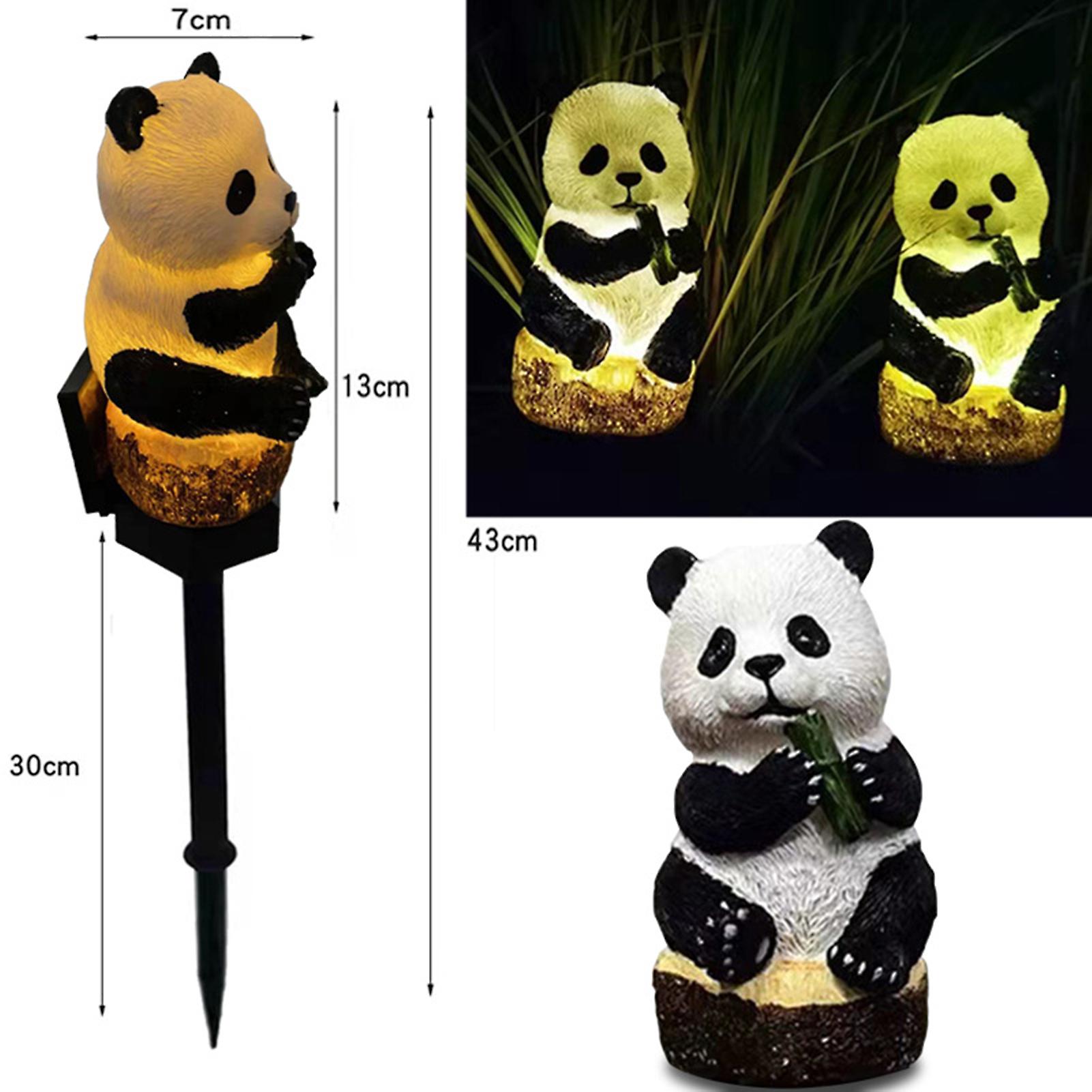 Solar Resin Panda Ground Lamp Warm Yellow Light Outdoor Waterproof Landscape Lamp Garden Park Ground Plug Lamp No.249435