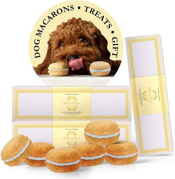 Bonne et Filou Luxury French Macarons Strawberry Flavor Dog Treats， 18 count