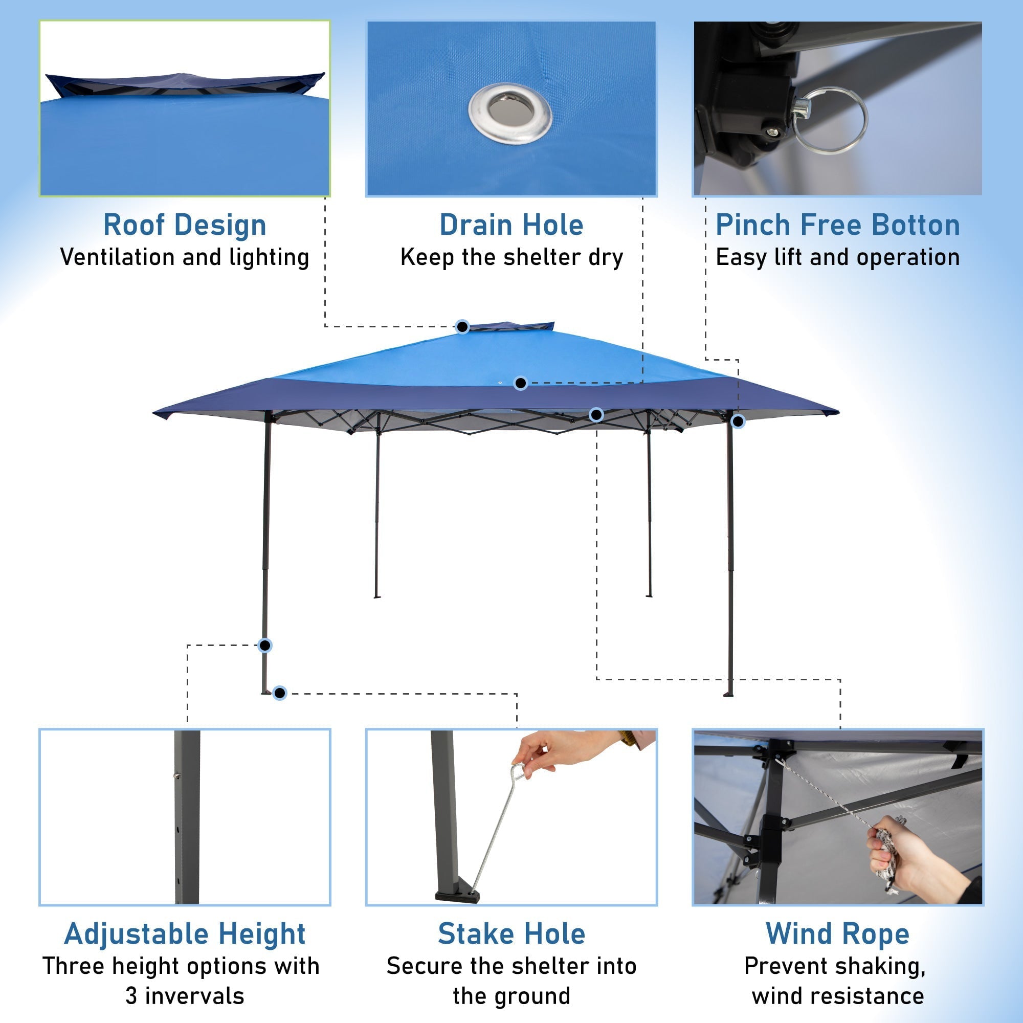 Sophia & William 13' x 13' Pop-up Canopy Tent Patio Gazebo Shelter with Wheeled Bag