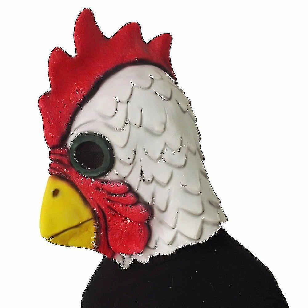 White Latex Rooster Adults Mad Chicken Cockerel Mask Halloween Scary Funny Masquerade   Mask Party M