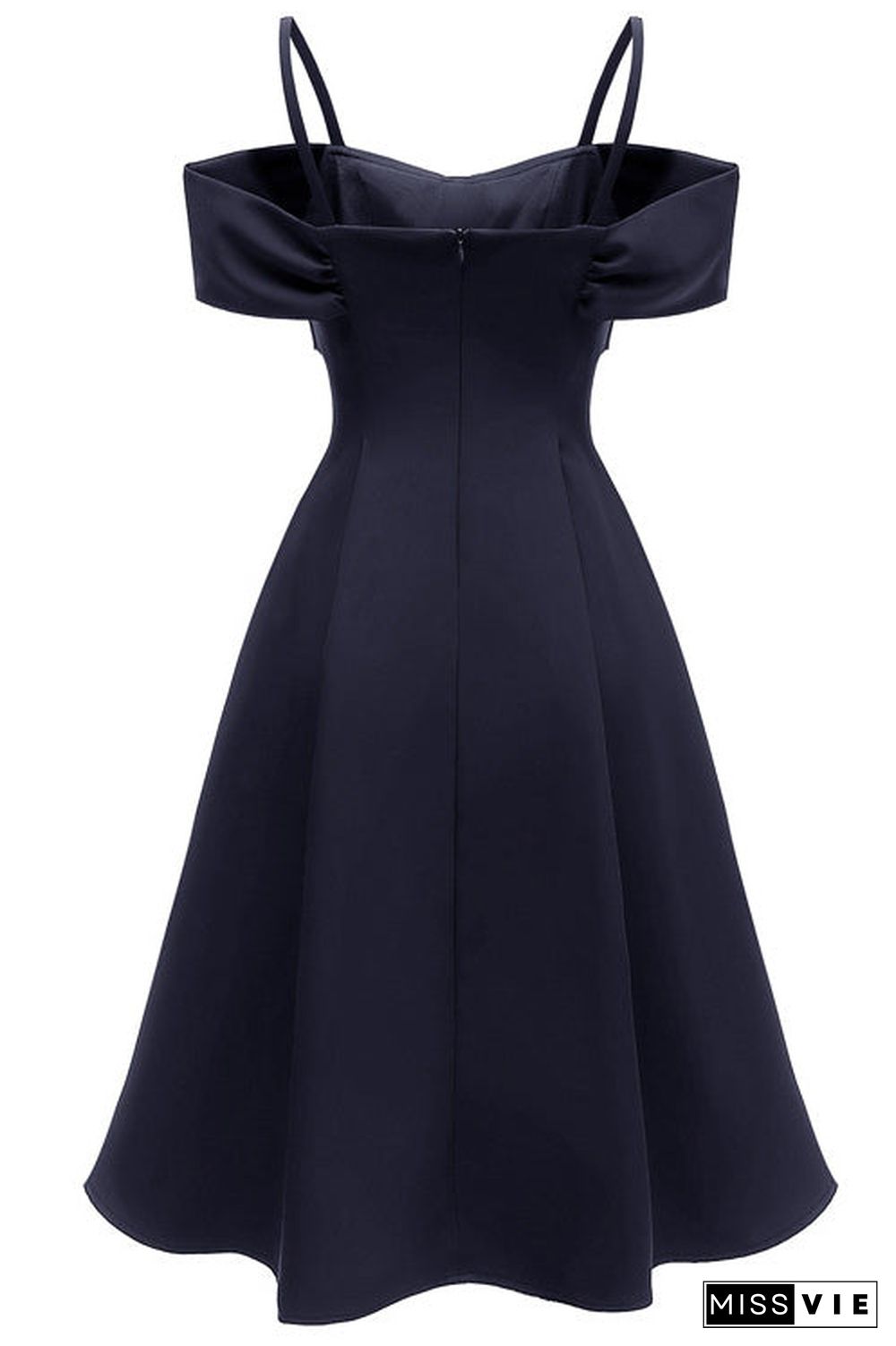 Chic Dark Navy Off-the-shoulder A-line Cocktail Prom Dress