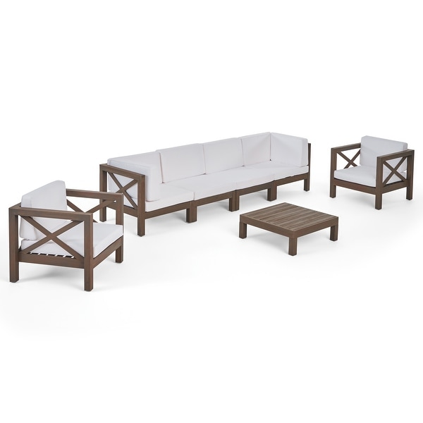 Brava Outdoor Acacia Wood 7piece Chat Set by Christopher Knight Home