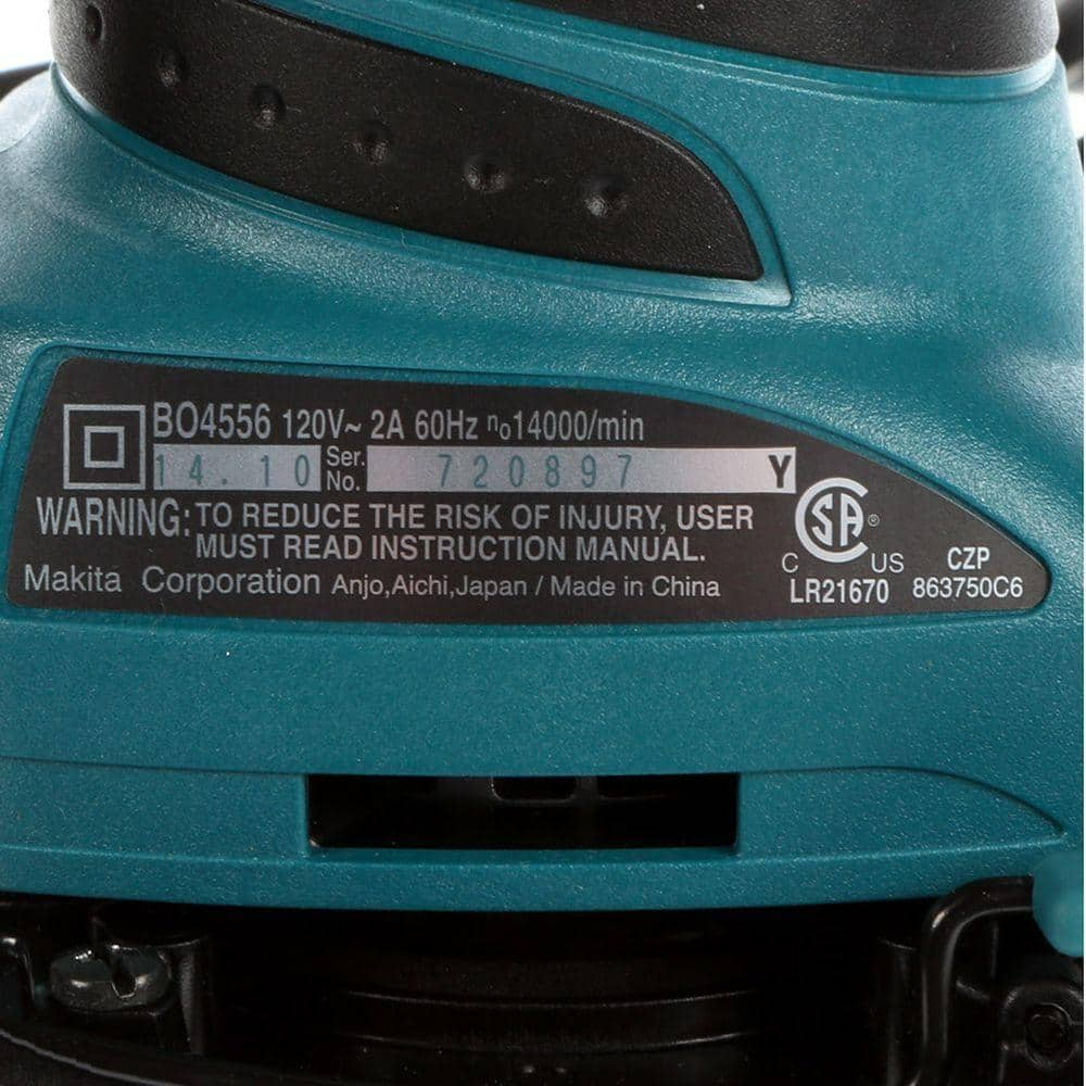 Makita 2 Amp Corded 1/4 Sheet Finishing Sander with 60G Paper, 100G Paper, 150G Paper, Dust Bag and Punch Plate BO4556