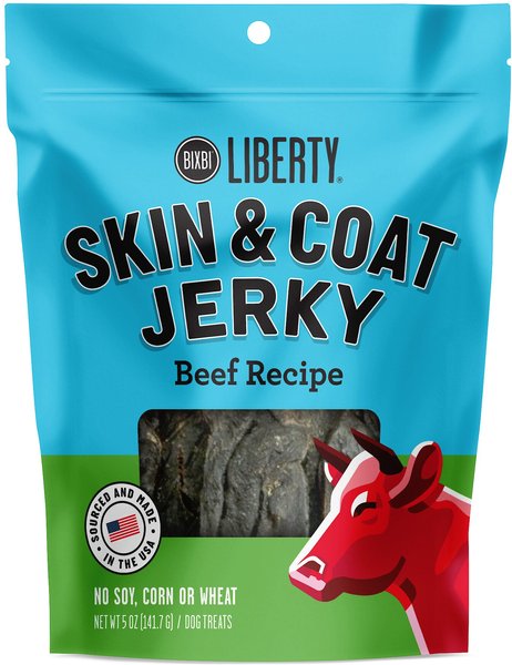 BIXBI Liberty Skin and Coat Beef Liver Recipe Grain-Free Jerky Dog Treats