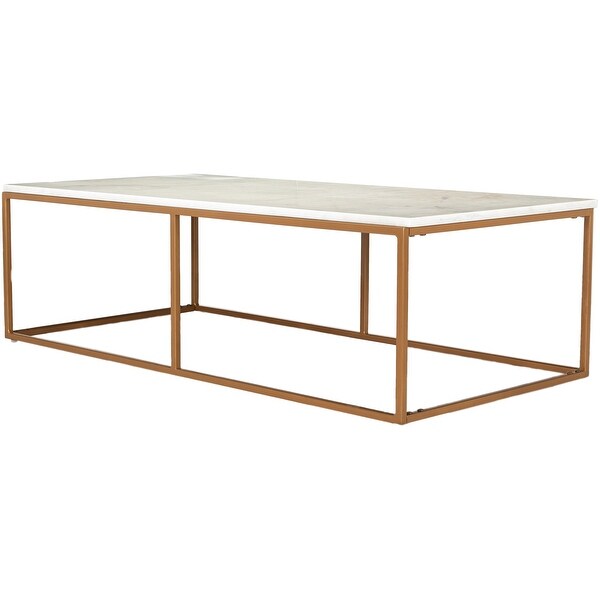 Tanya Genuine Marble and Metal Open Frame Rectagular Coffee Table - 14