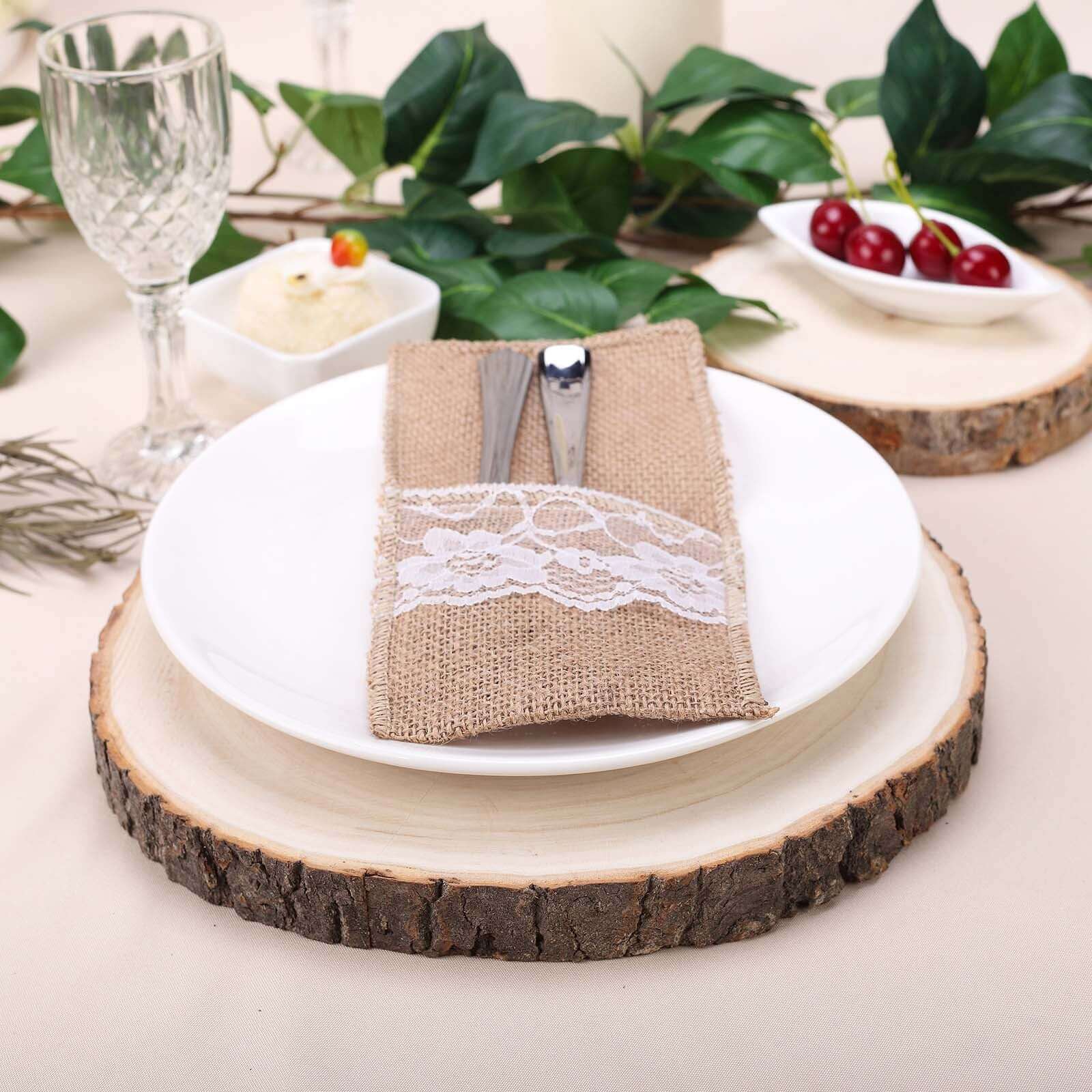 Round Rustic Wood Slices, Poplar Wood Slabs Natural Color, Table Centerpieces 12