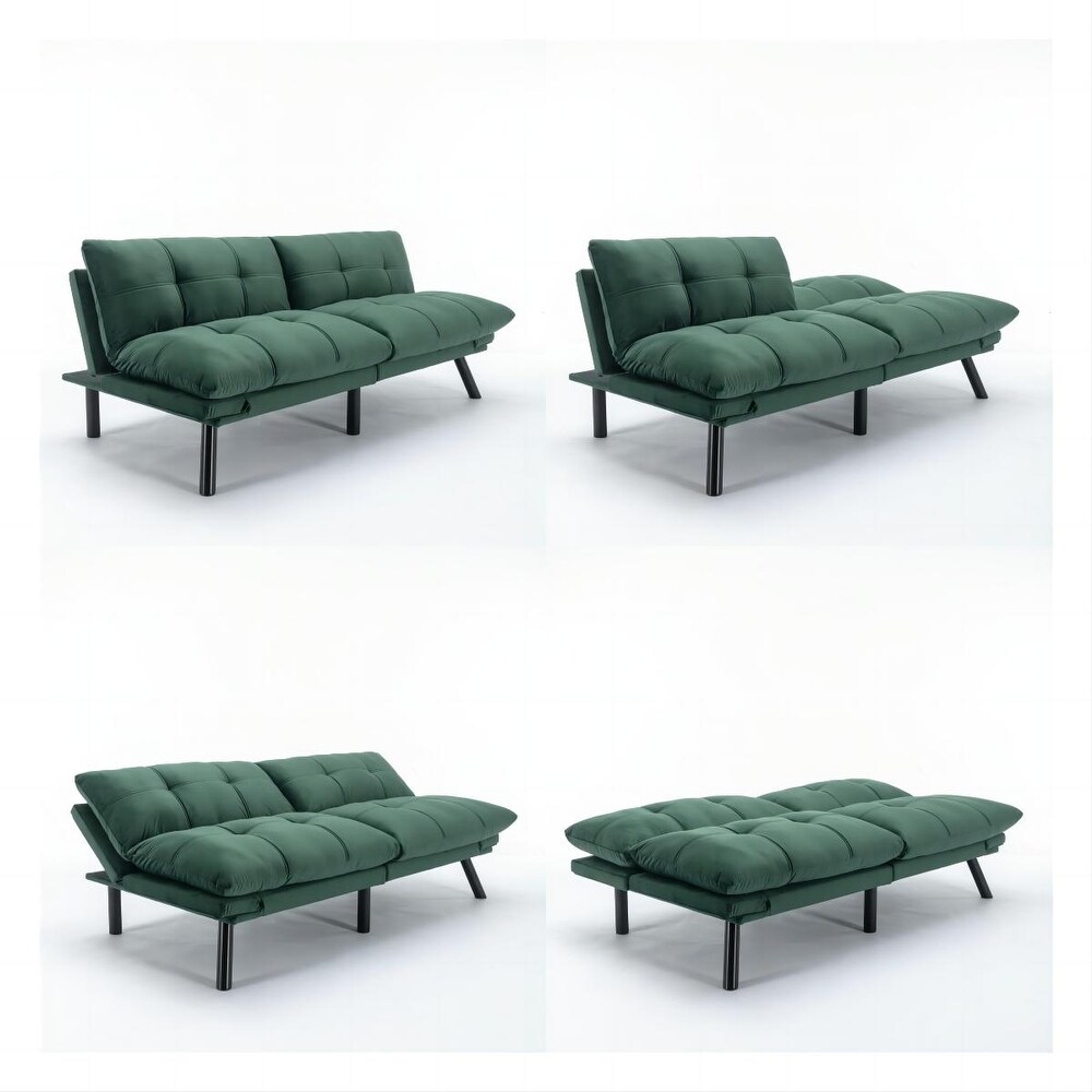 Versatile Velvet Loveseat Sofa Bed Futon Sleeper Loveseat  Living Room Chaise Lounge Recliner Sofa Bed with Pillow Top Arms