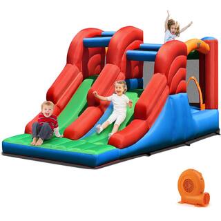 Costway Inflatable Bounce House 3-in-1 Dual Slides Jumping Castle Bouncer with 550-Watt Blower OP70800+ES10150US