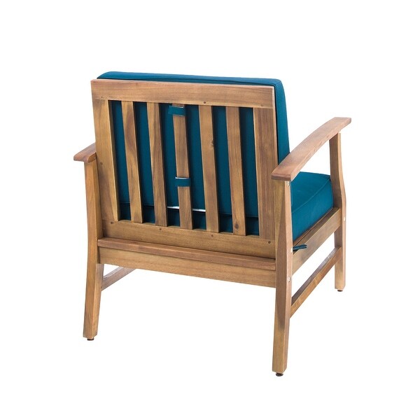 Perla Outdoor Acacia Wood Club Chair with Cushion (Set of 4) by Christopher Knight Home