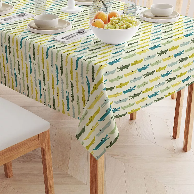 Square Tablecloth， 100% Polyester， 60x60， Funny Gators