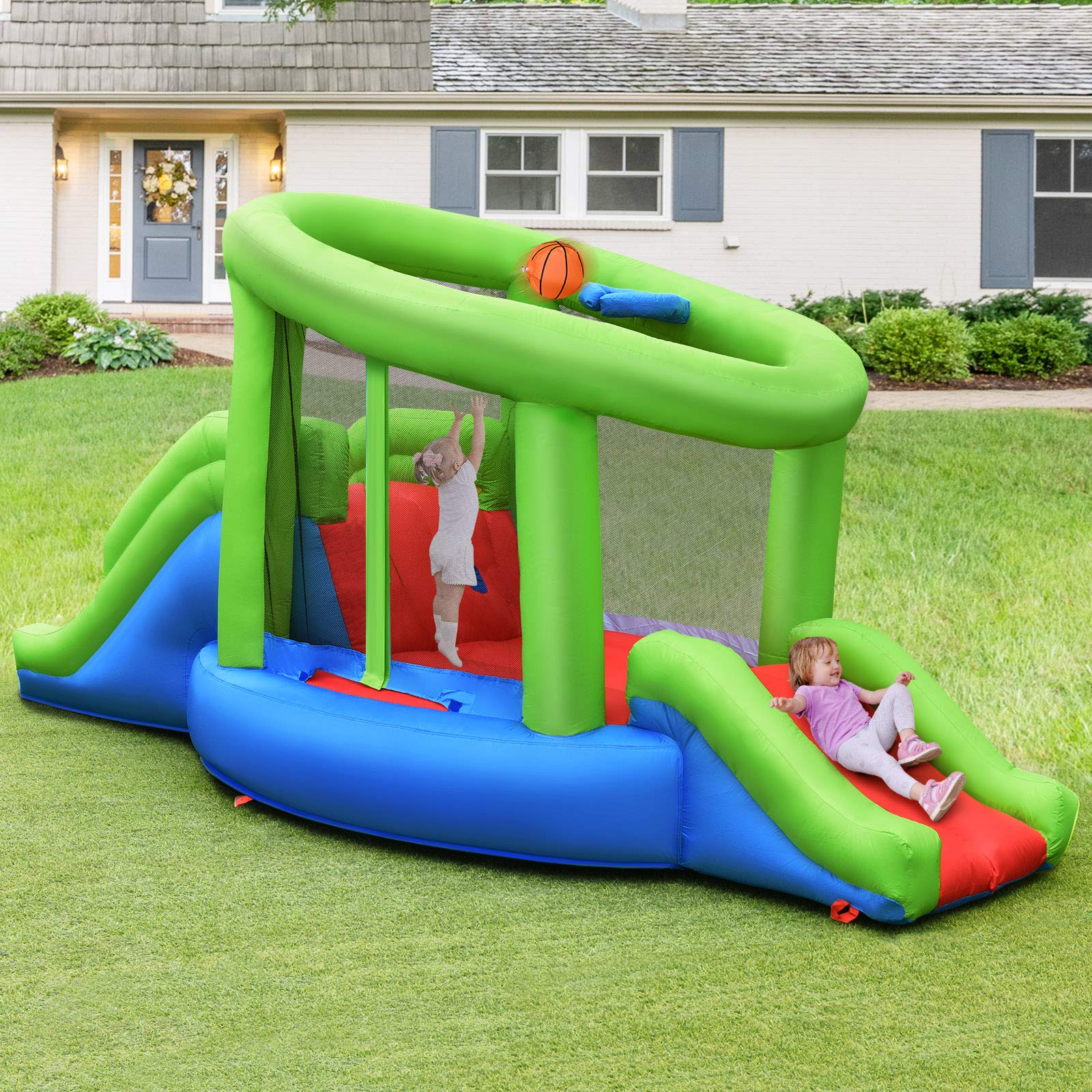 BOUNTECH Inflatable Bounce House, Kids Playhouse W/ Double Slides, Jumping Area